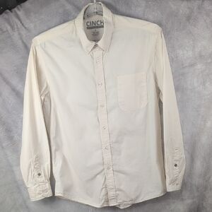 Cinch Modern Fit Cream Long Sleeve Button Down Shirt - Large